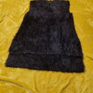 NWOT Black Faux Fur Sleeveless Shirt